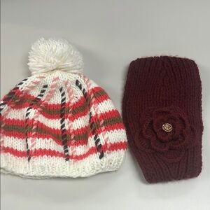 Cozy Striped Beanie and Headband Set / preowned bundle